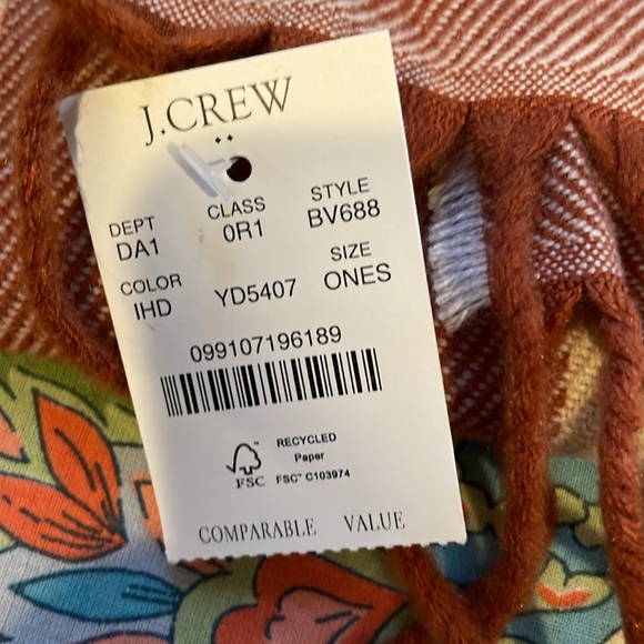 🆕 J. Crew Brown Checkered Scarf 🧣 - Picture 5 of 7